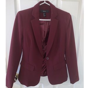 Forever 21 Burgundy Single-Button Blazer